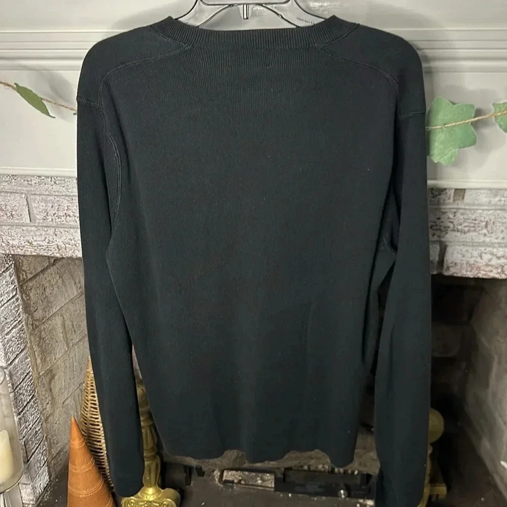 Vintage Polo Jeans Company Black V-Neck Cotton Sweater Men's Large Ralph Lauren